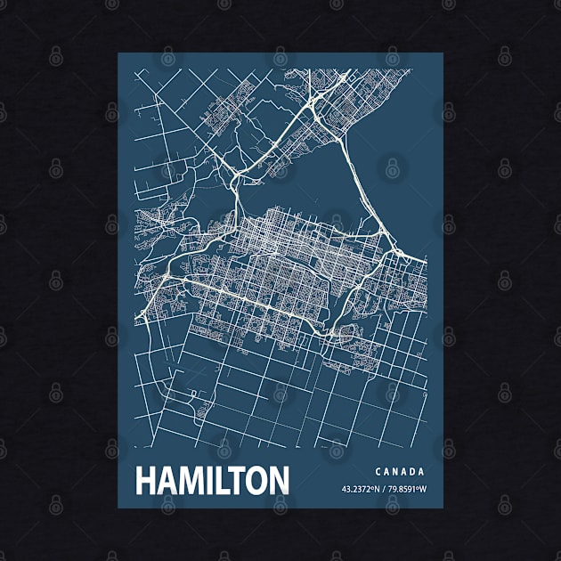 Hamilton Blueprint Street Map, Hamilton Colour Map Prints by tienstencil